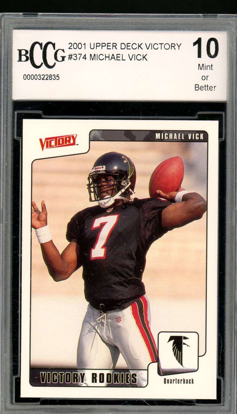 Michael Vick Rookie Card 2001 Upper Deck Victory #374 BGS BCCG 10 Image 1