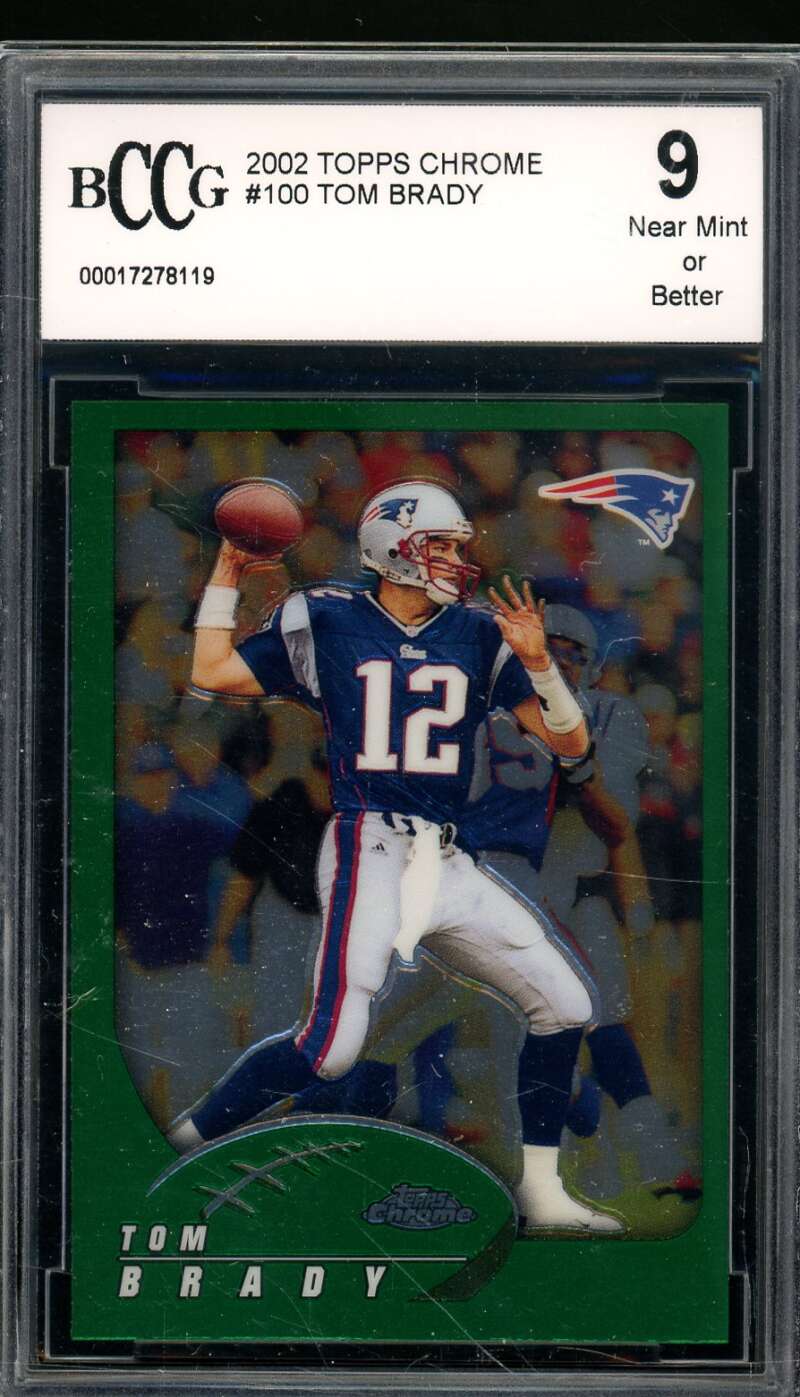 Tom Brady Card 2002 Topps Chrome #100 BGS BCCG 9 Image 1