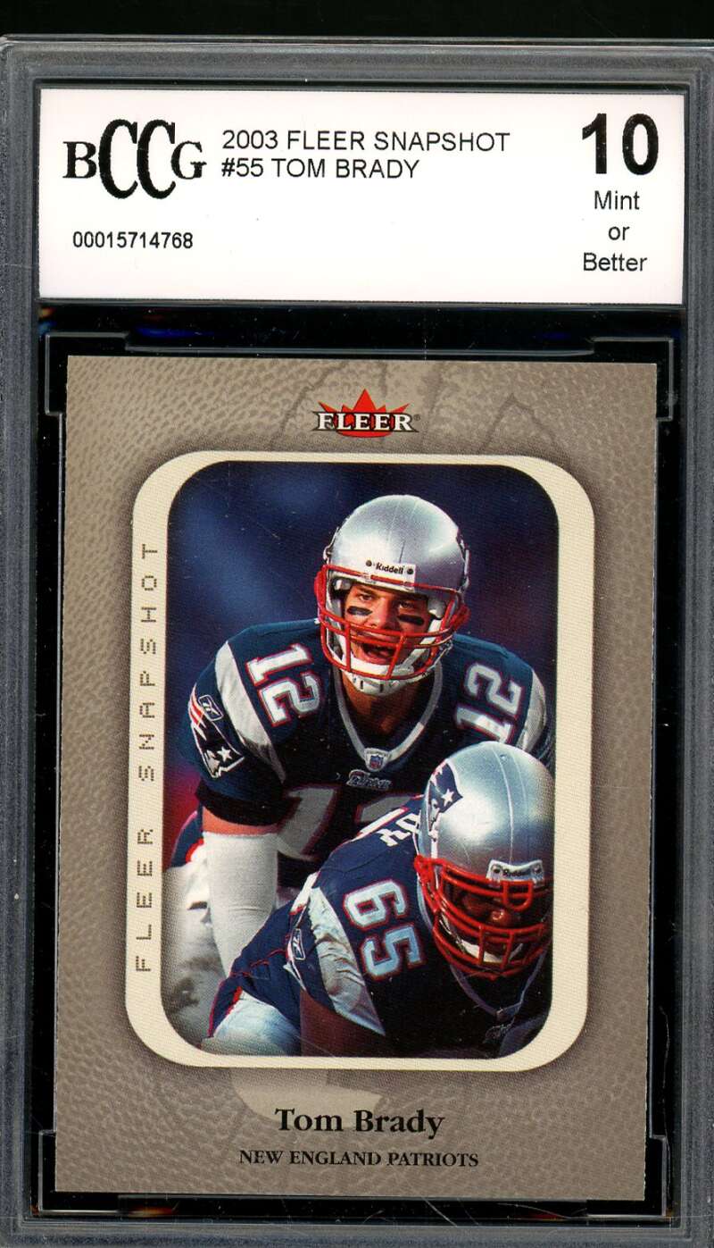 Tom Brady Card 2003 Fleer Snapshot #55 BGS BCCG 10 Image 1