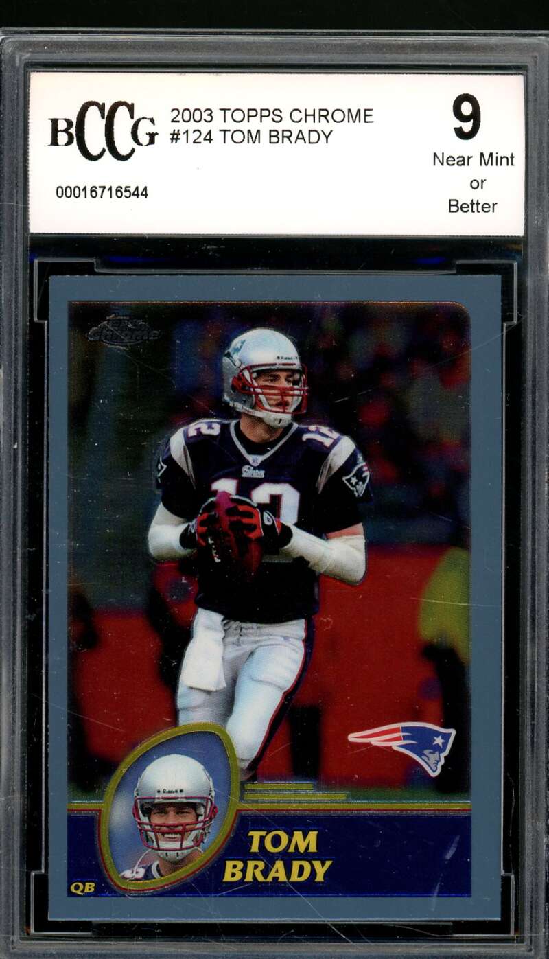 Tom Brady Card 2003 Topps Chrome #124 BGS BCCG 9 Image 1