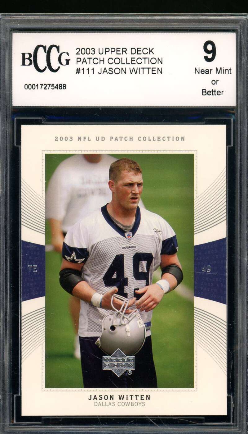 Jason Witten Rookie Card 2003 Upper Deck Patch Collection #111 BGS BCCG 9 Image 1