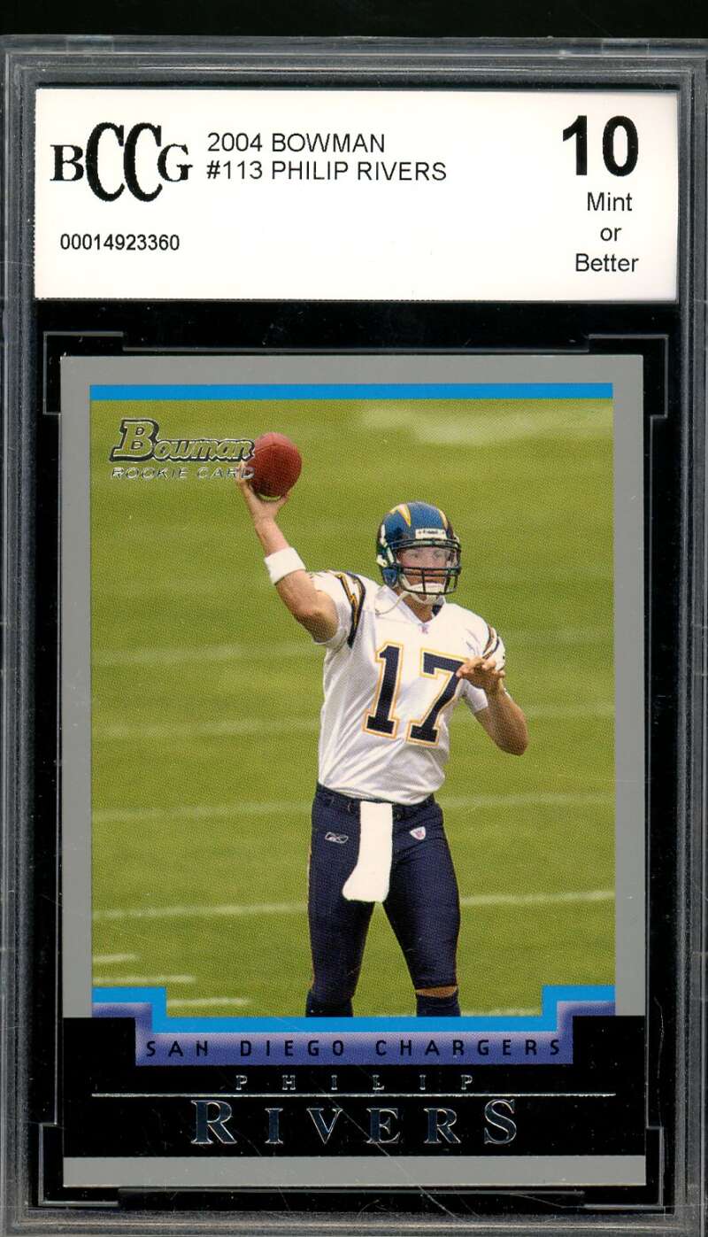 Philip Rivers Rookie Card 2004 Bowman #113 BGS BCCG 10 Image 1