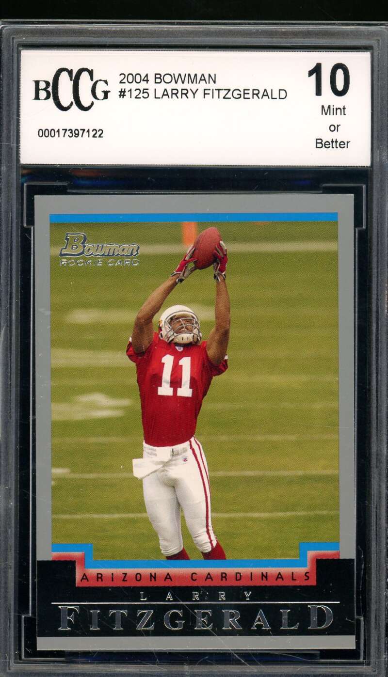 Larry Fitzgerald Rookie Card 2004 Bowman #125 BGS BCCG 10 Image 1