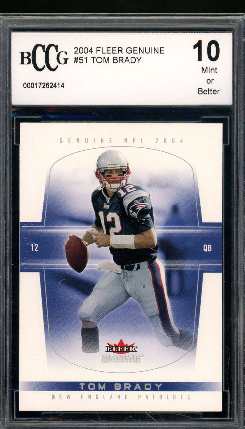 Tom Brady Card 2004 Fleer Genuine #51 BGS BCCG 10 Image 1