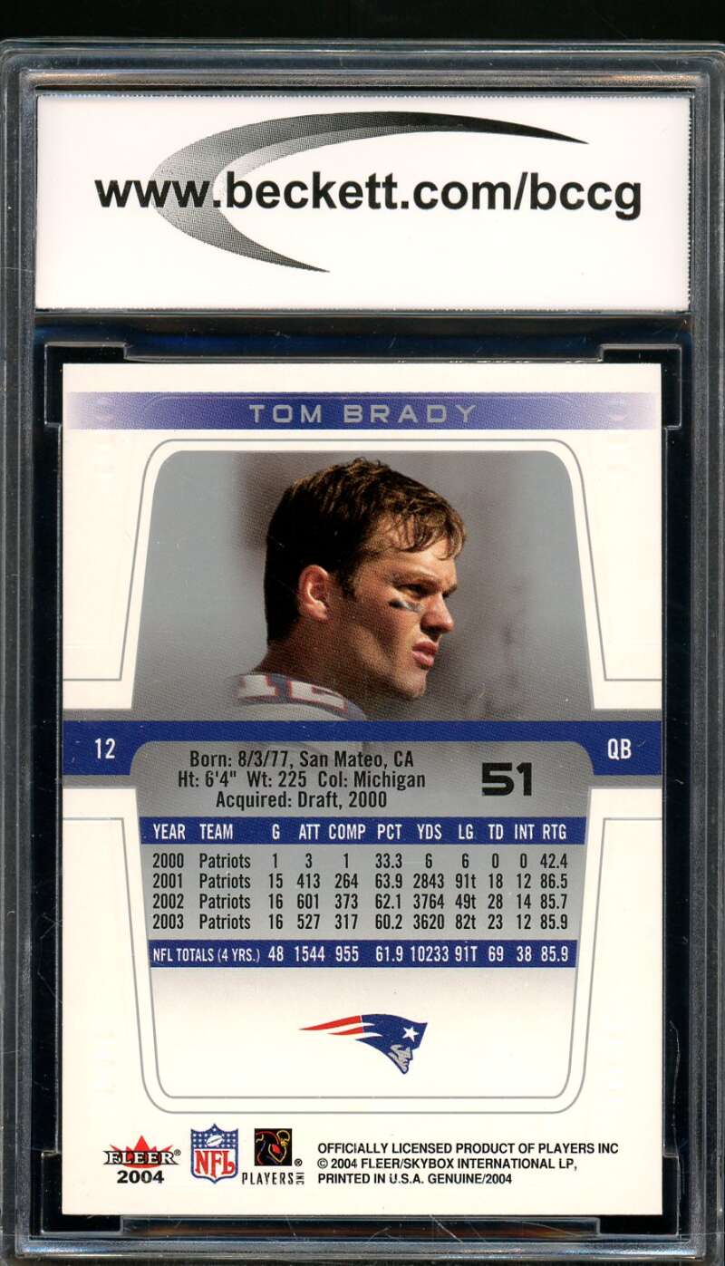 Tom Brady Card 2004 Fleer Genuine #51 BGS BCCG 10 Image 2