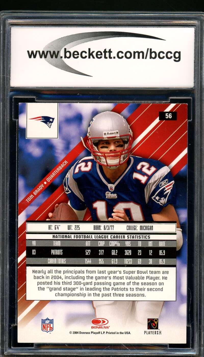 Tom Brady Card 2004 Rookies Stars #56 BGS BCCG 10 Image 2