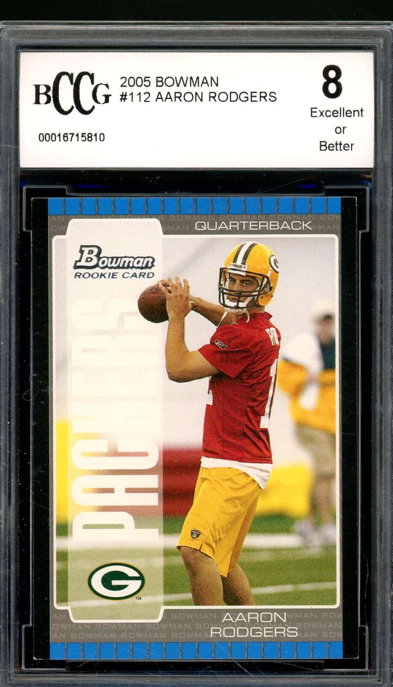 Aaron Rodgers Rookie Card 2005 Bowman #112 BGS BCCG 8 Image 1