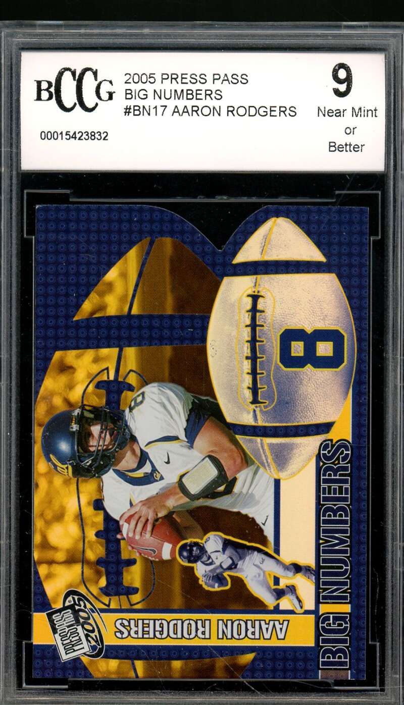 Aaron Rodgers Rookie Card 2005 Press Pass Big Numbers #BN17 BGS BCCG 9 Image 1