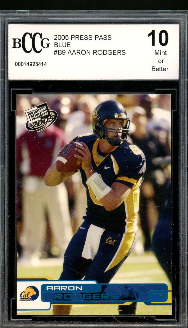 Aaron Rodgers Rookie Card 2005 Press Pass Blue #B9 BGS BCCG 10 Image 1