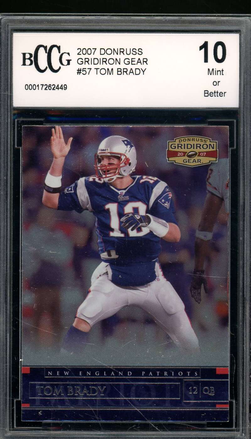 Tom Brady Card 2007 Donruss Gridiron Gear #57 BGS BCCG 10 Image 1