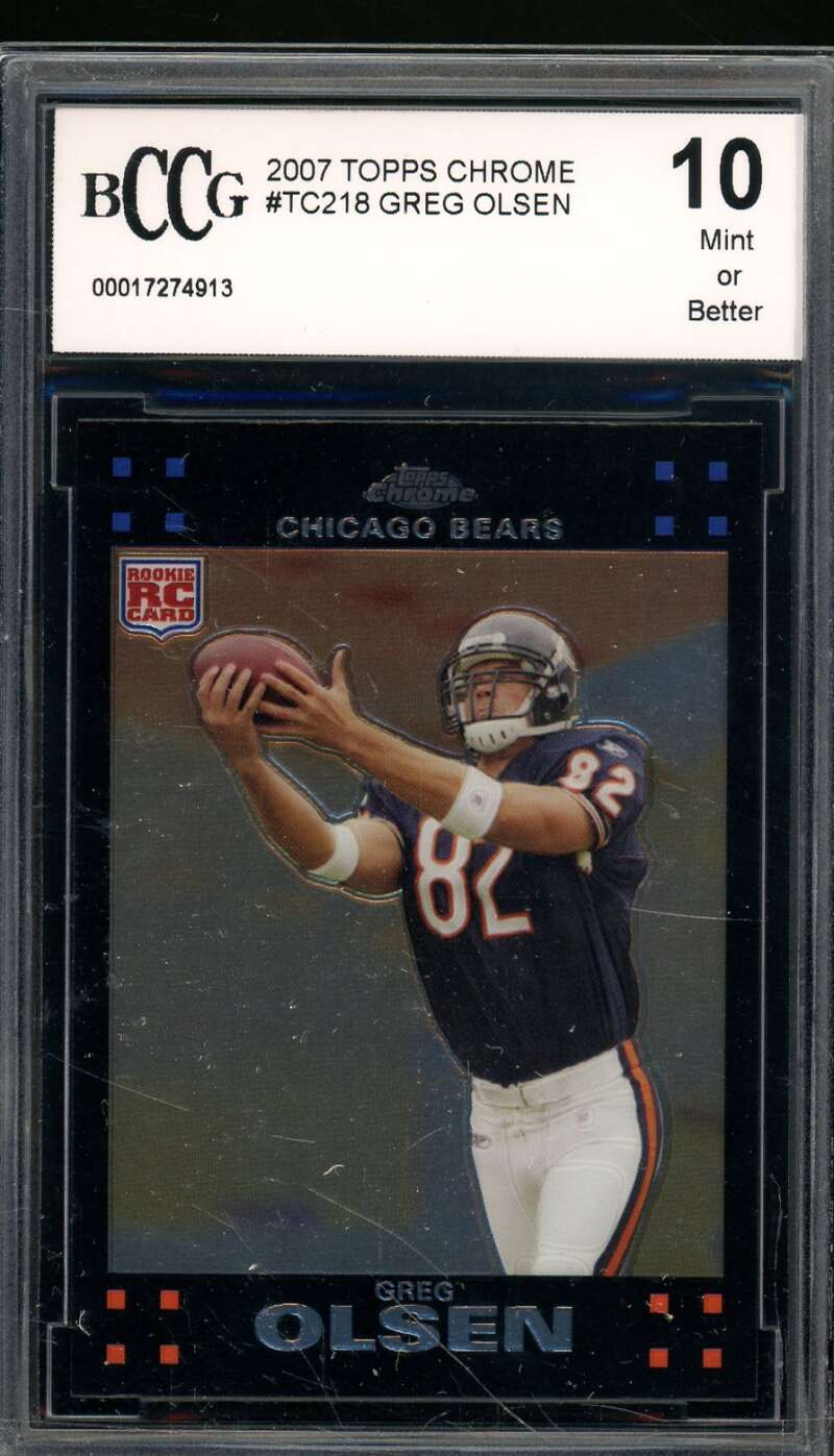 Greg Olsen Rookie Card 2007 Topps Chrome #Tc218 BGS BCCG 10 Image 1