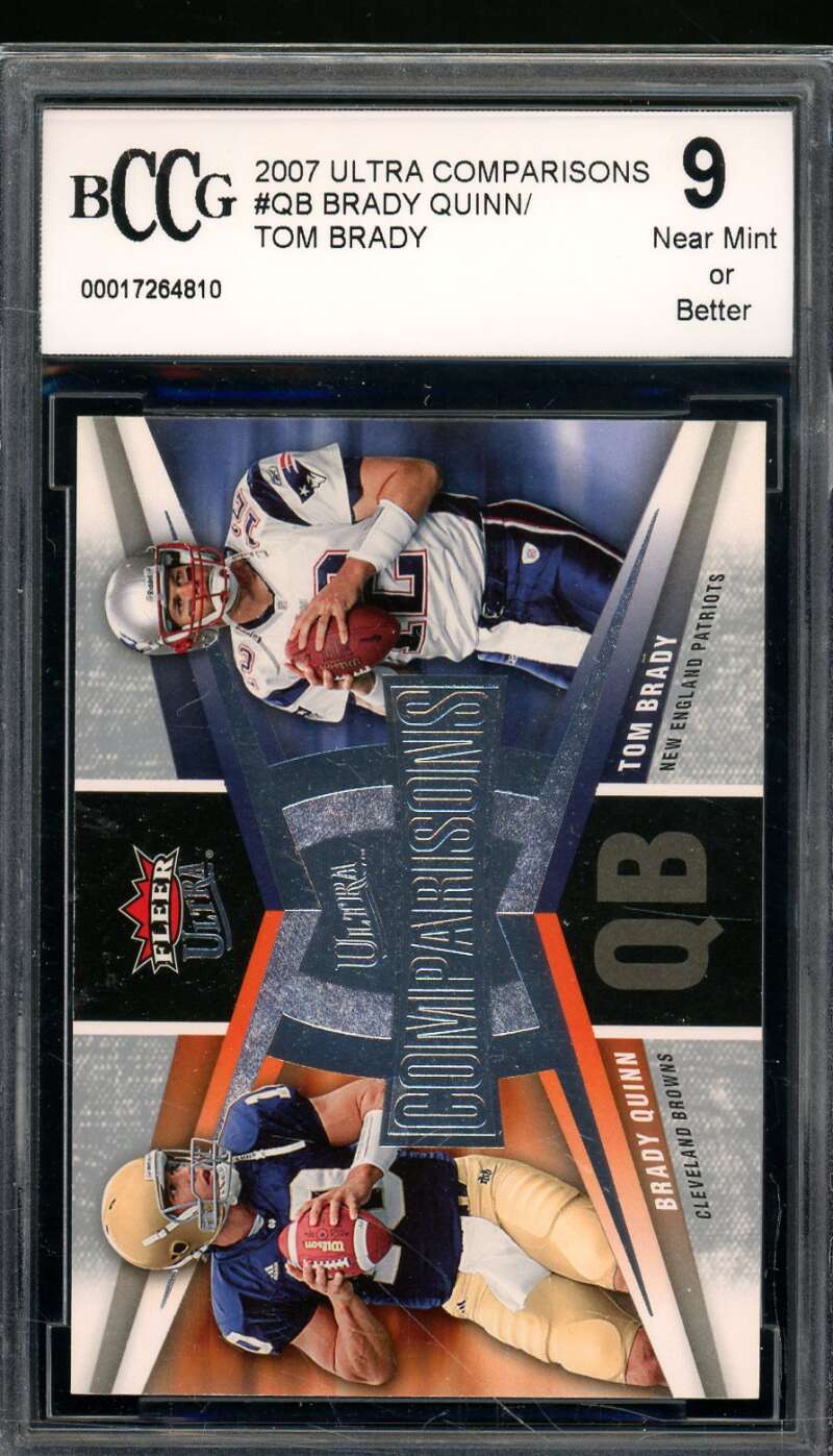 Brady Quinn Rookie Card w/Tom Brady 2007 Ultra #Qb BGS BCCG 9 Image 1