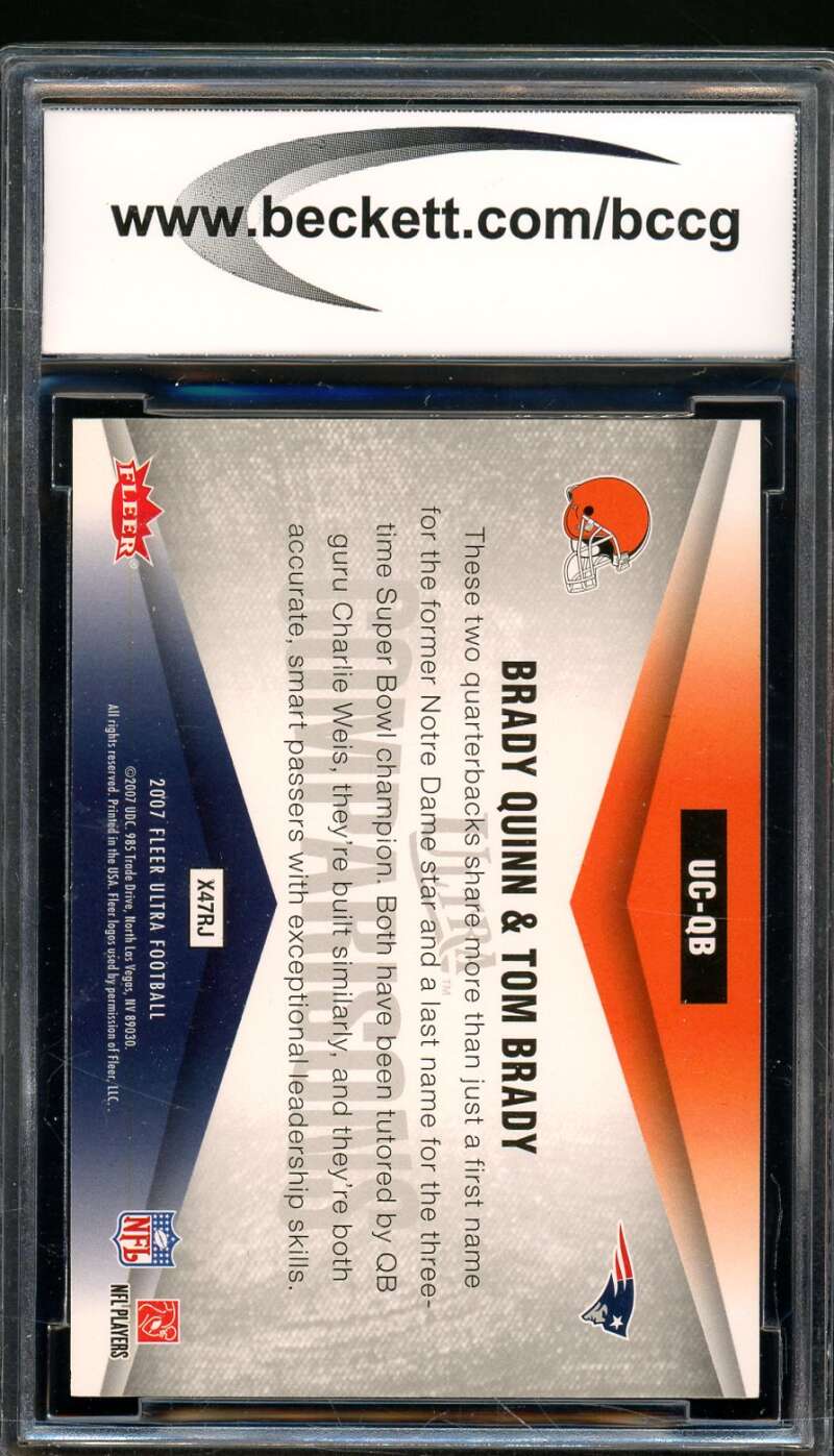 Brady Quinn Rookie Card w/Tom Brady 2007 Ultra #Qb BGS BCCG 9 Image 2