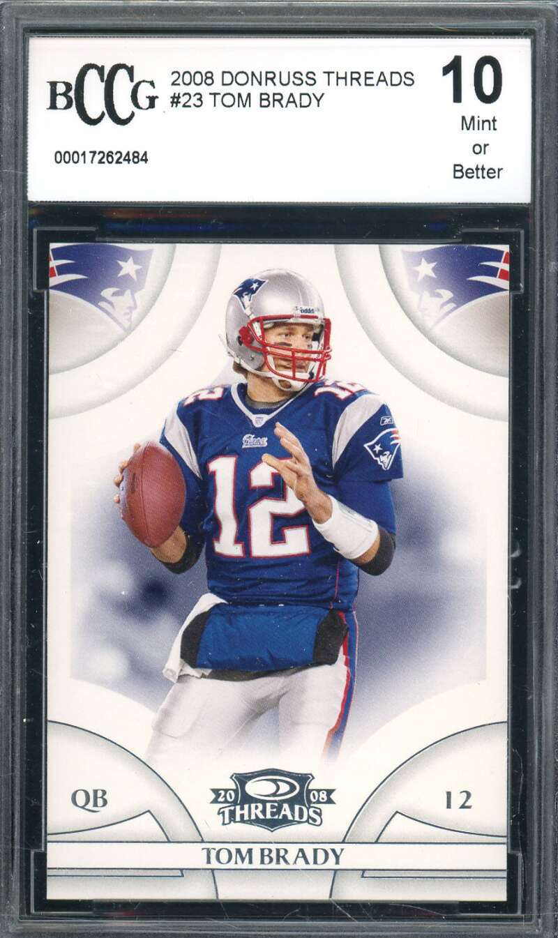 Tom Brady Card 2008 Donruss Threads #23 BGS BCCG 10 Image 1