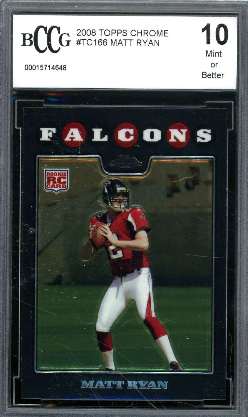 Matt Ryan Rookie Card 2008 Topps Chrome #TC166 BGS BCCG 10 Image 1