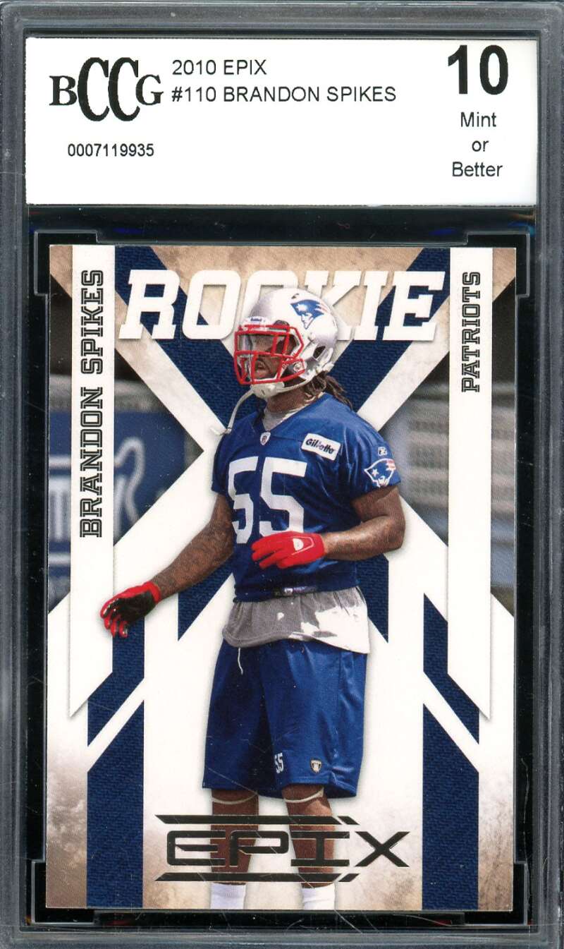 Brandon Spikes Rookie Card 2010 Epix #110 BGS BCCG 10 Image 1