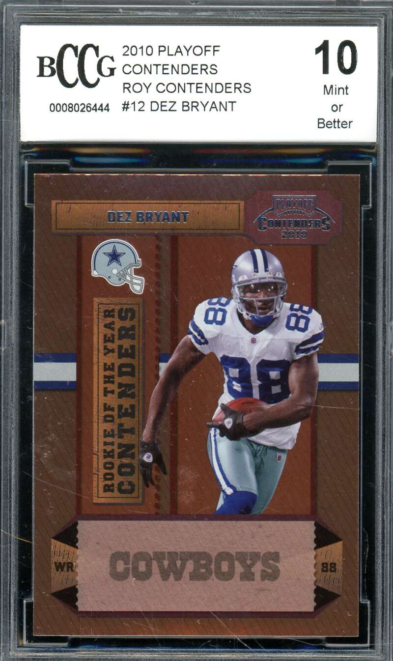 Dez Bryant Rookie Card 2010 Playoff Contenders ROY Contenders #12 BGS BCCG 10 Image 1