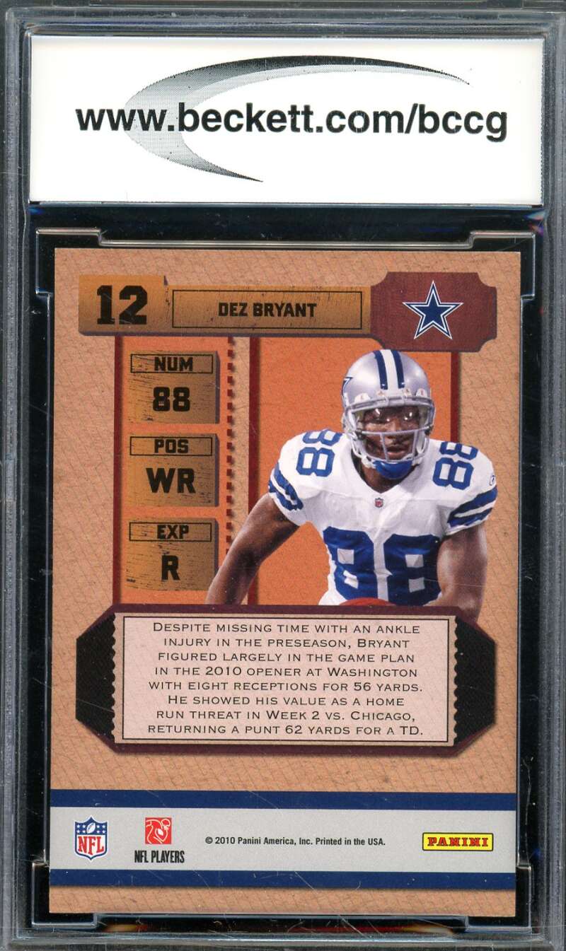 Dez Bryant Rookie Card 2010 Playoff Contenders ROY Contenders #12 BGS BCCG 10 Image 2