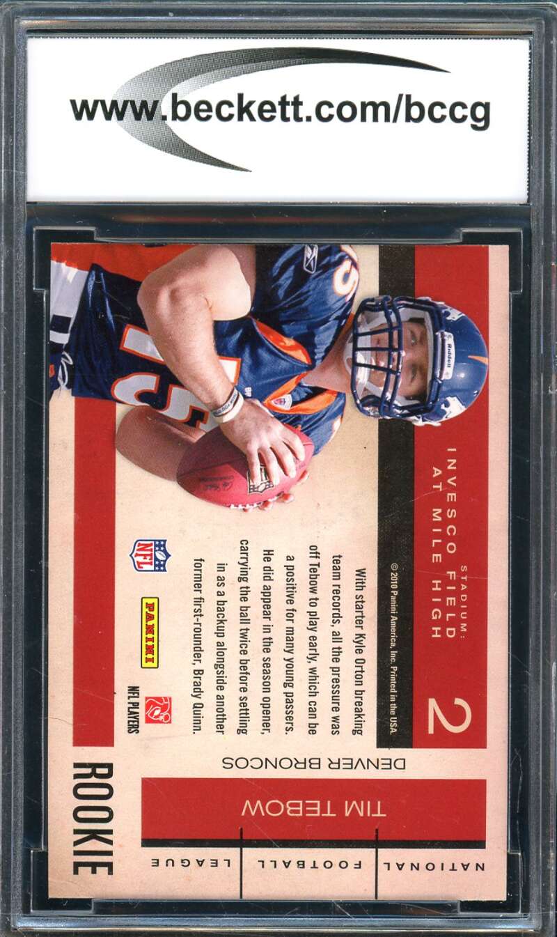 Tim Tebow Rookie Card 2010 Playoff Contenders #2 BGS BCCG 10 Image 2