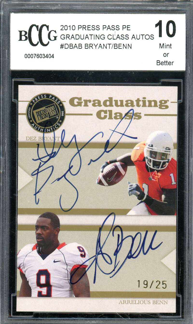 Dez Bryant/Benn Rookie 2010 Press Pass Grad Class Autos #Dbab BGS BCCG 10 Image 1