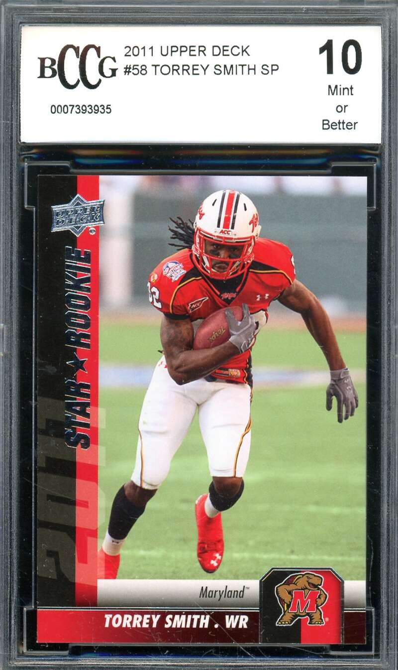 Torrey Smith Rookie Card 2011 Upper Deck #58 BGS BCCG 10 Image 1