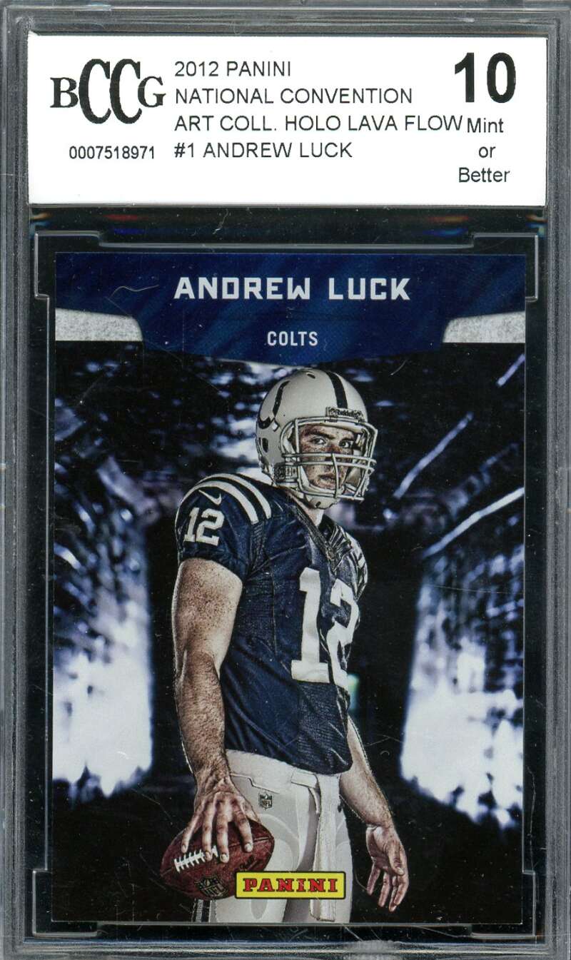 Andrew Luck Rookie Card 2012 Panini NC Art Holo Lava Flow #1 BGS BCCG 10 Image 1