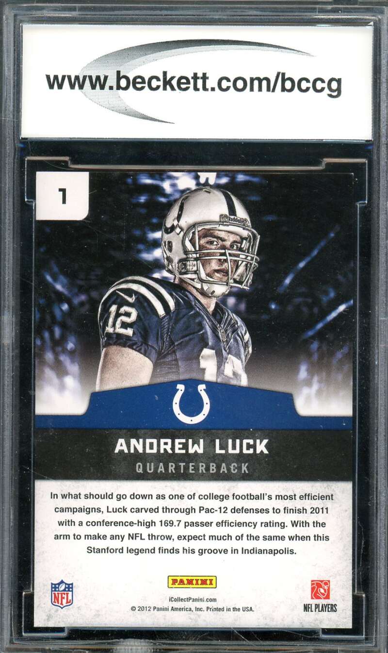 Andrew Luck Rookie Card 2012 Panini NC Art Holo Lava Flow #1 BGS BCCG 10 Image 2