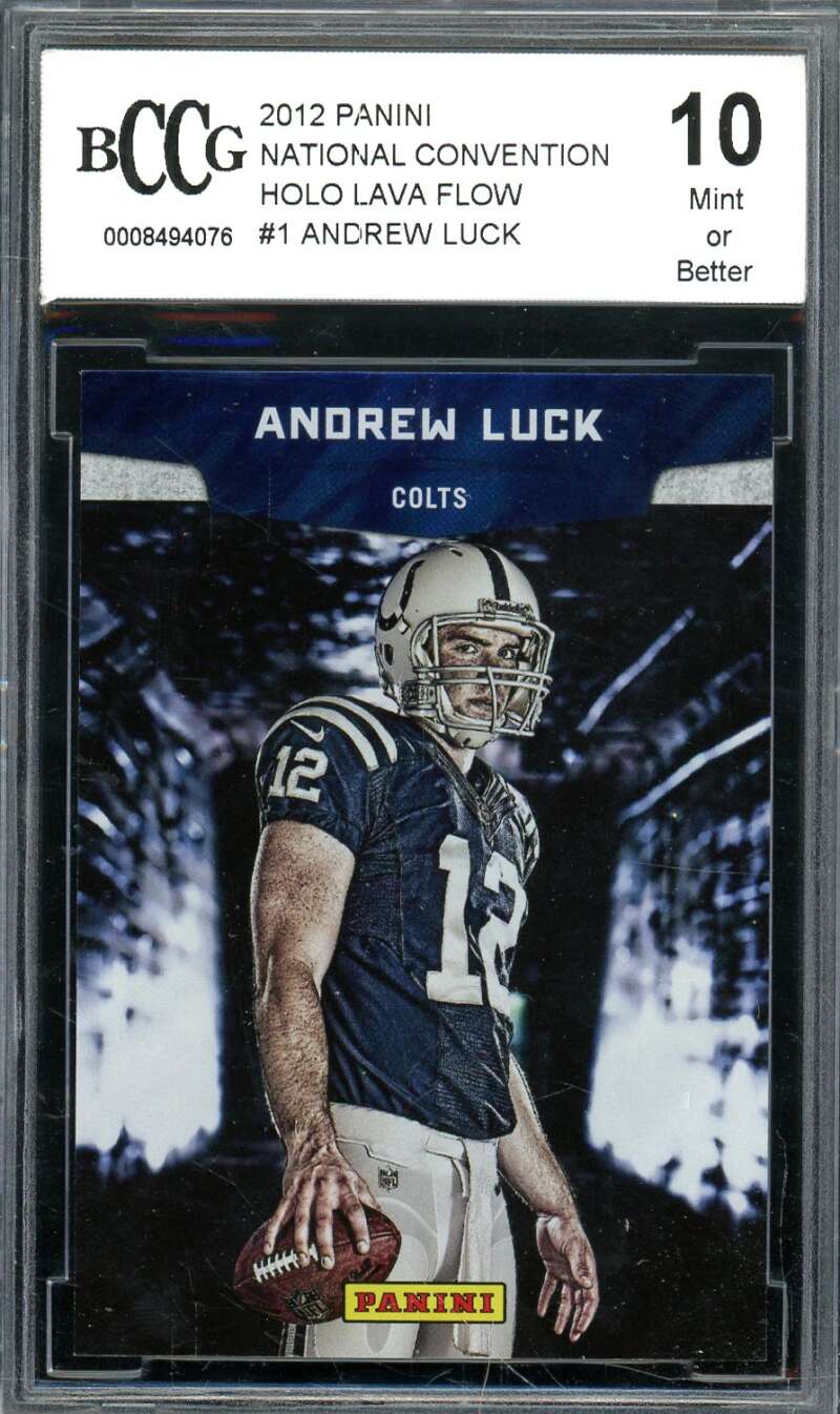 Andrew Luck Rookie Card 2012 Panini NC Holo Lava Flow #1 BGS BCCG 10 Image 1
