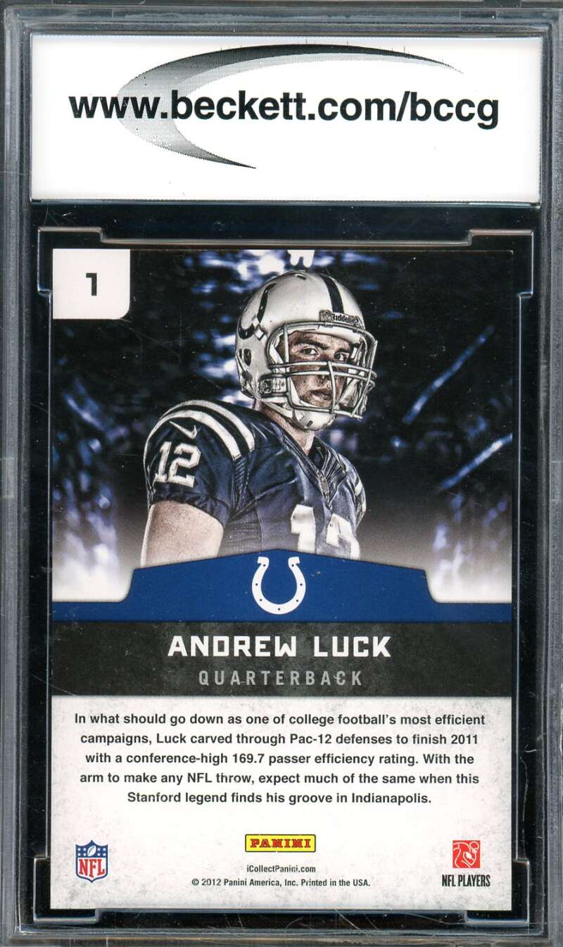 Andrew Luck Rookie Card 2012 Panini NC Holo Lava Flow #1 BGS BCCG 10 Image 2