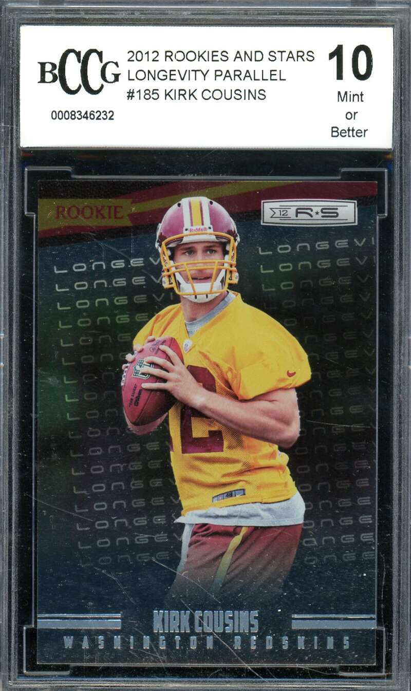 Kirk Cousins Rookie 2012 Rookies And Stars Longevity Parallel #185 BGS BCCG 10 Image 1