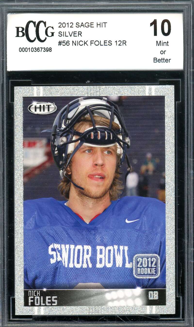 Nick Foles Rookie Card 2012 Sage Hit Silver #56 BGS BCCG 10 Image 1
