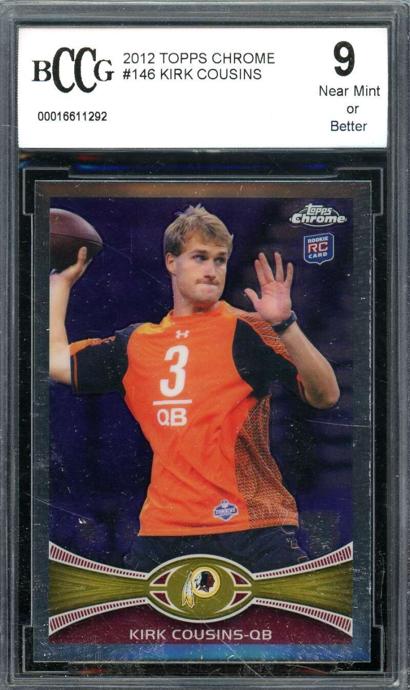 Kirk Cousins Rookie Card 2012 Topps Chrome #146 BGS BCCG 9 Image 1