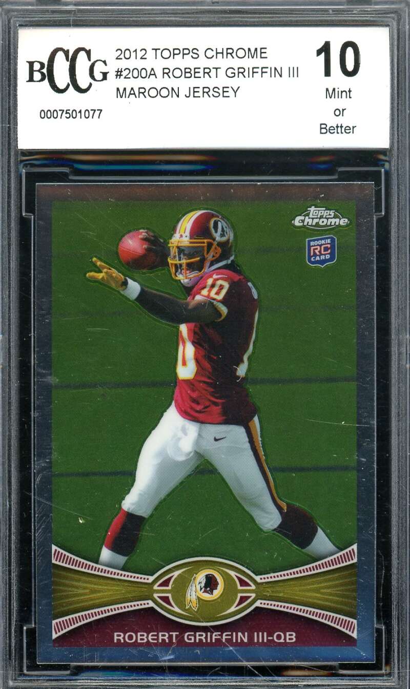 Robert Griffin III Rookie Card 2012 Topps Chrome #200A BGS BCCG 10 Image 1