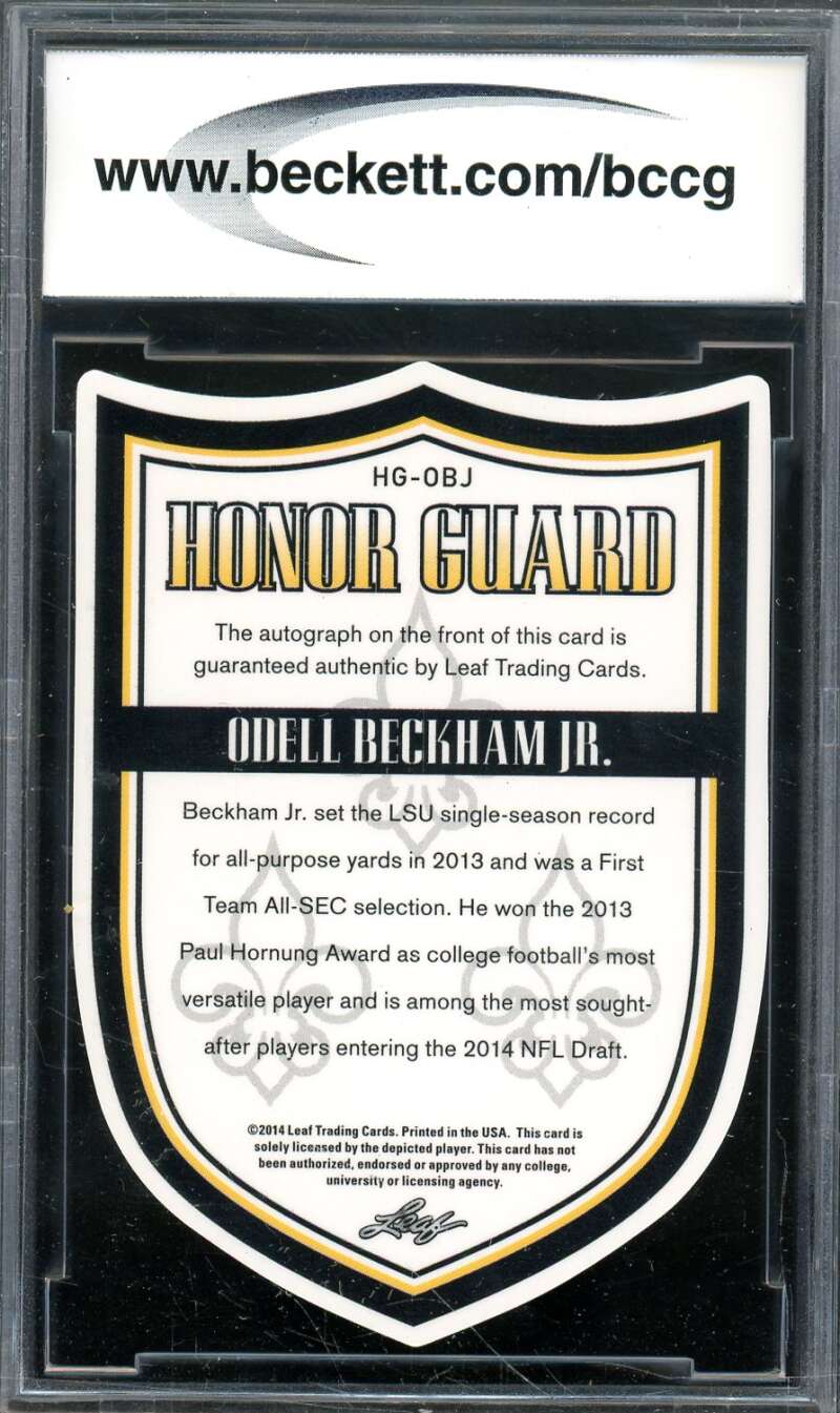 Odell Beckham Jr. Rookie 2014 Leaf Valiant Draft HG Die Cut Auto #OBJ BGS BCCG 9 Image 2