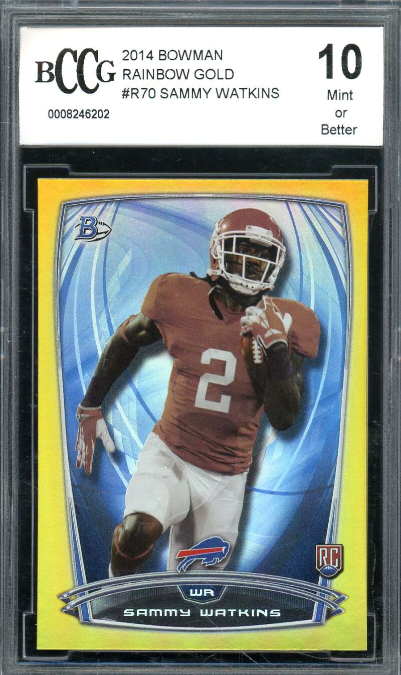 Sammy Watkins Rookie Card 2014 Bowman Rainbow Gold #R70 BGS BCCG 10 Image 1