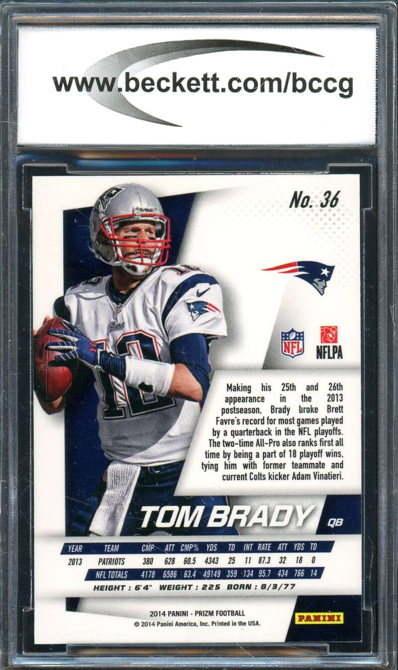 Tom Brady Card 2014 Panini Prizm #36 BGS BCCG 9 Image 2