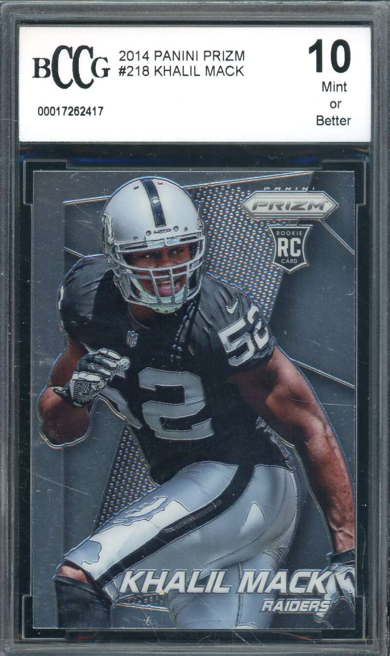 Khalil Mack Rookie Card 2014 Panini Prizm #218 BGS BCCG 10 Image 1