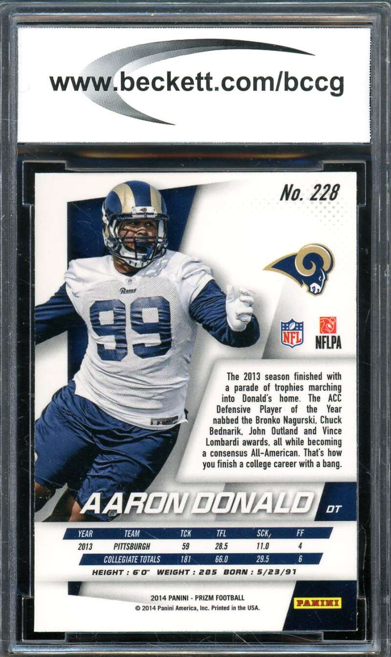 Aaron Donald Rookie Card 2014 Panini Prizm #228 BGS BCCG 9 Image 2