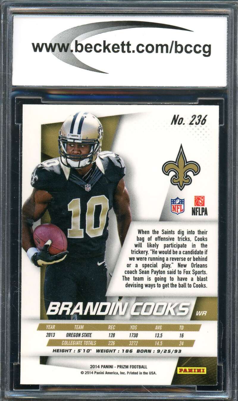 Brandin Cooks Rookie Card 2014 Panini Prizm #236 BGS BCCG 10 Image 2