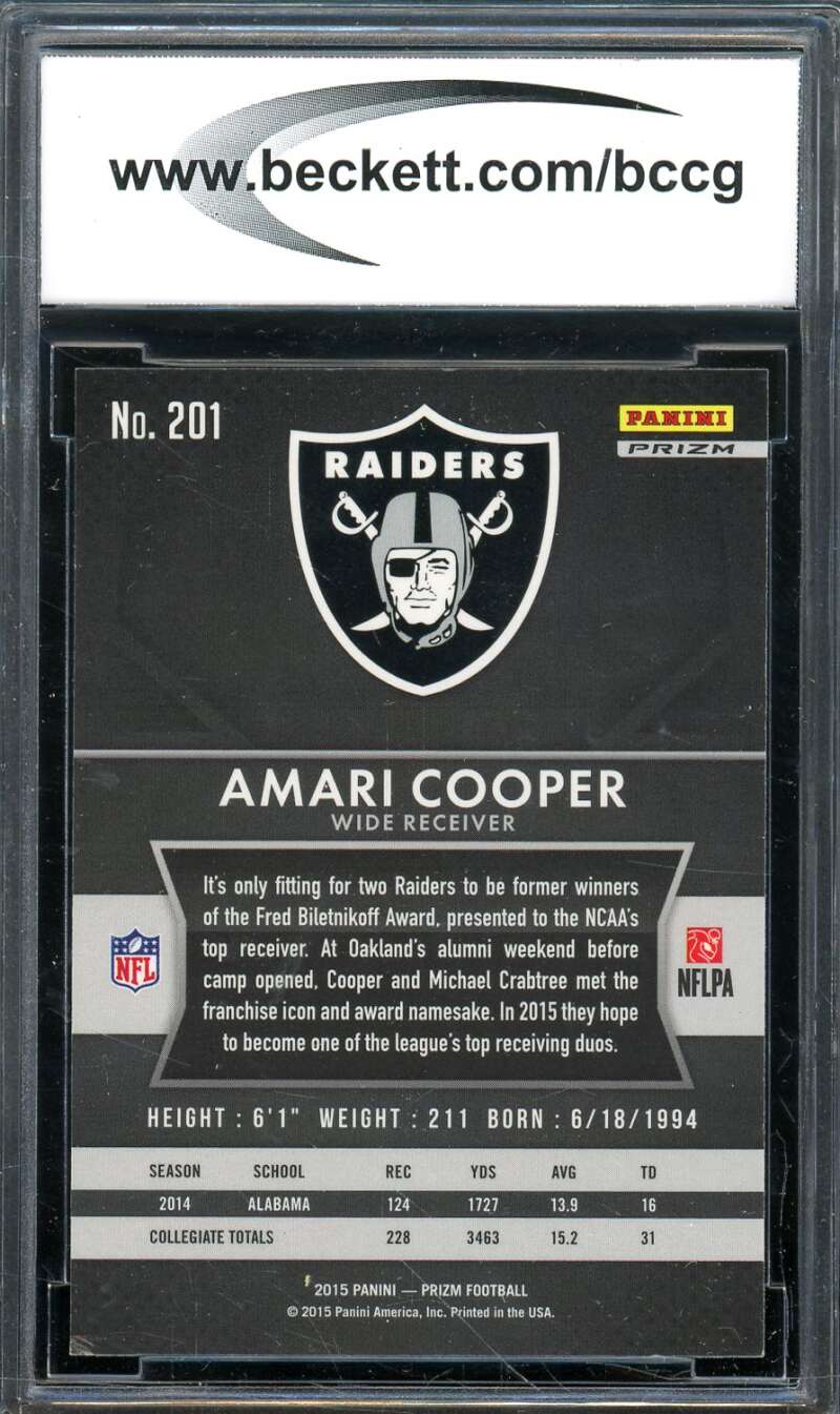 Amari Cooper Rookie Card 2015 Panini Prizm Prizms #201A BGS BCCG 8 Image 2