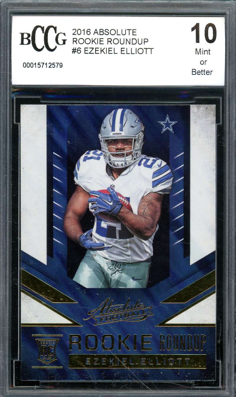 Ezekiel Elliott Rookie Card 2016 Absolute Rookie Roundup #6 BGS BCCG 10 Image 1