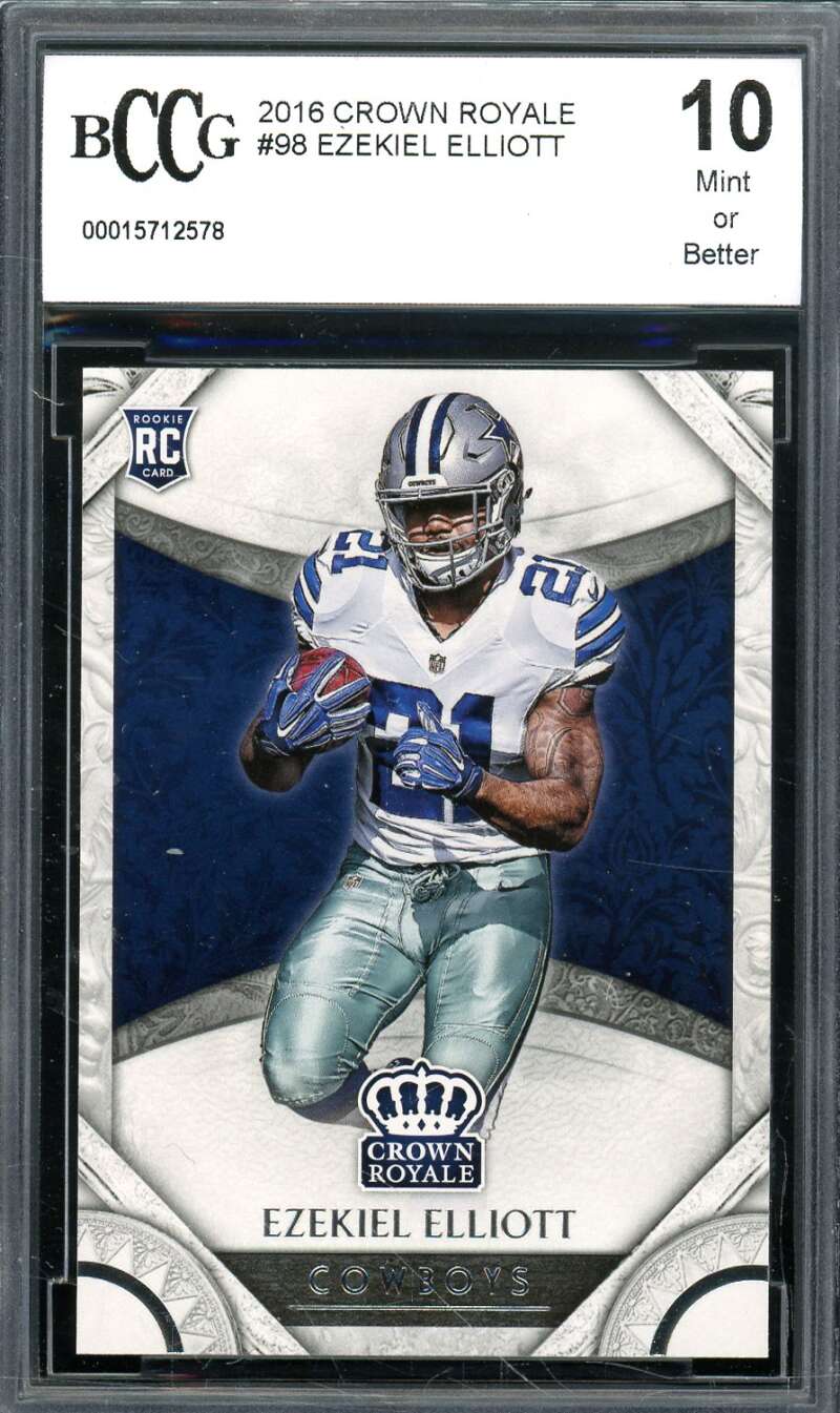 Ezekiel Elliott Rookie Card 2016 Crown Royale #98 BGS BCCG 10 Image 1