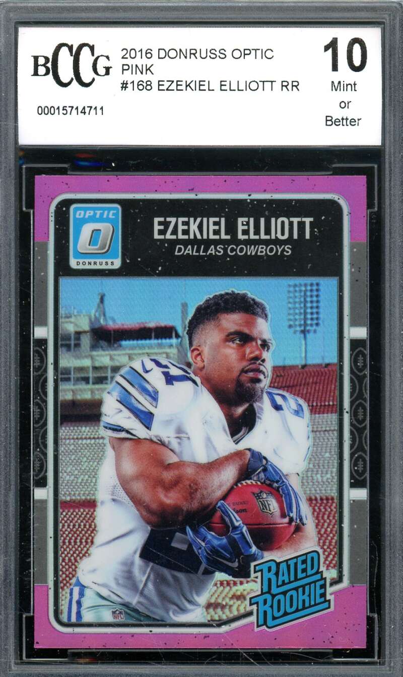 Ezekiel Elliott Rookie Card 2016 Donruss Optic Pink #168 BGS BCCG 10 Image 1