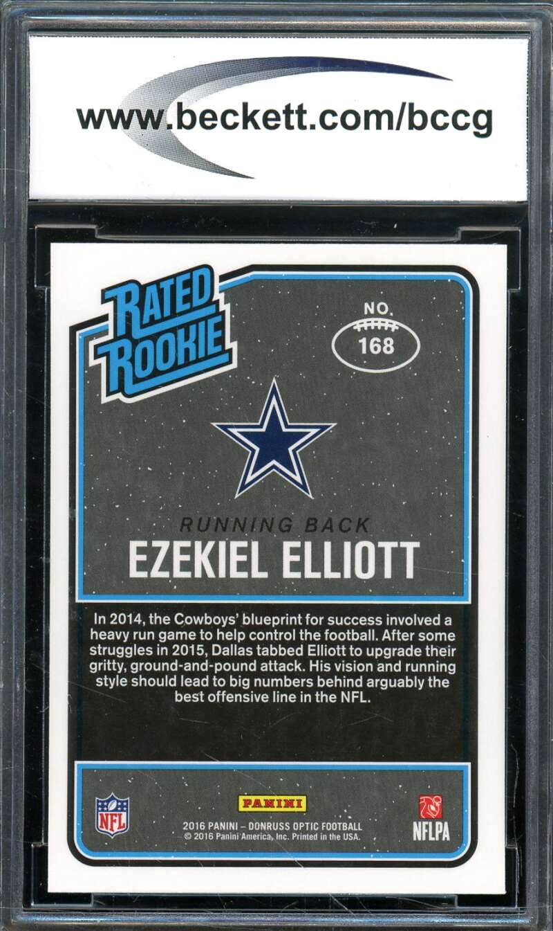 Ezekiel Elliott Rookie Card 2016 Donruss Optic Pink #168 BGS BCCG 10 Image 2