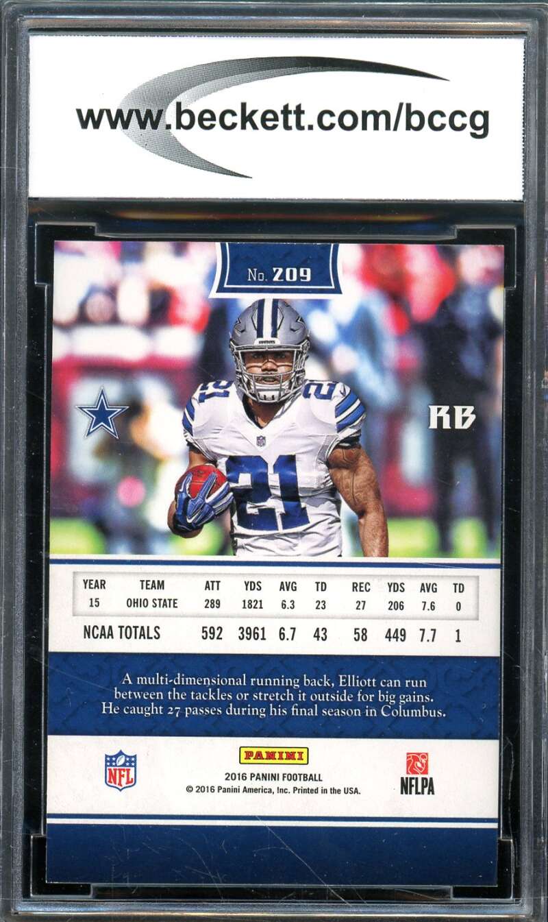 Ezekiel Elliott Rookie Card 2016 Panini #209 BGS BCCG 9 Image 2