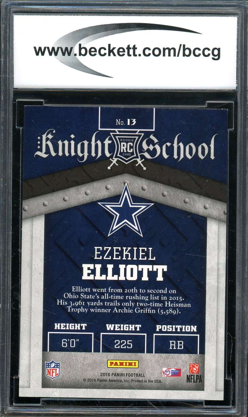 Ezekiel Elliott Rookie Card 2016 Panini Knight School #13 BGS BCCG 10 Image 2