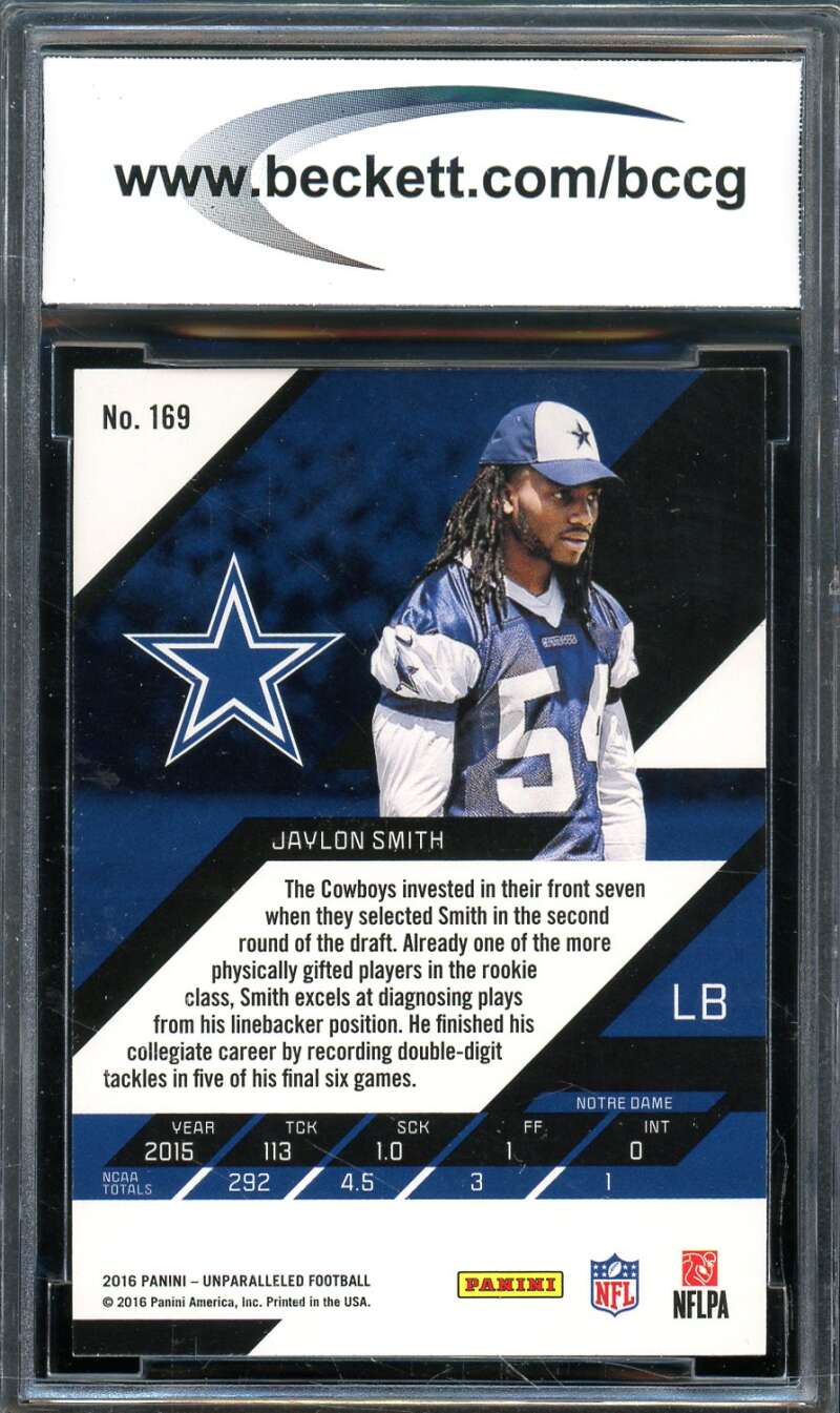 Jaylon Smith Rookie Card 2016 Panini Unparalleled #169 BGS BCCG 10 Image 2