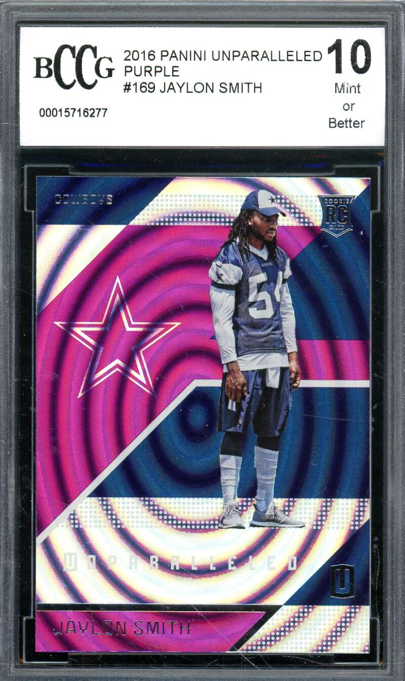 Jaylon Smith Rookie Card 2016 Panini Unparalleled Purple #169 BGS BCCG 10 Image 1