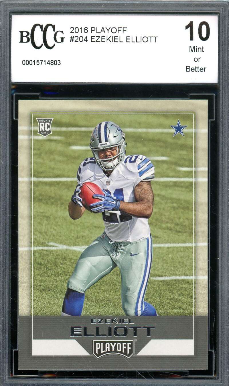 Ezekiel Elliott Rookie Card 2016 Playoff #204 BGS BCCG 10 Image 1