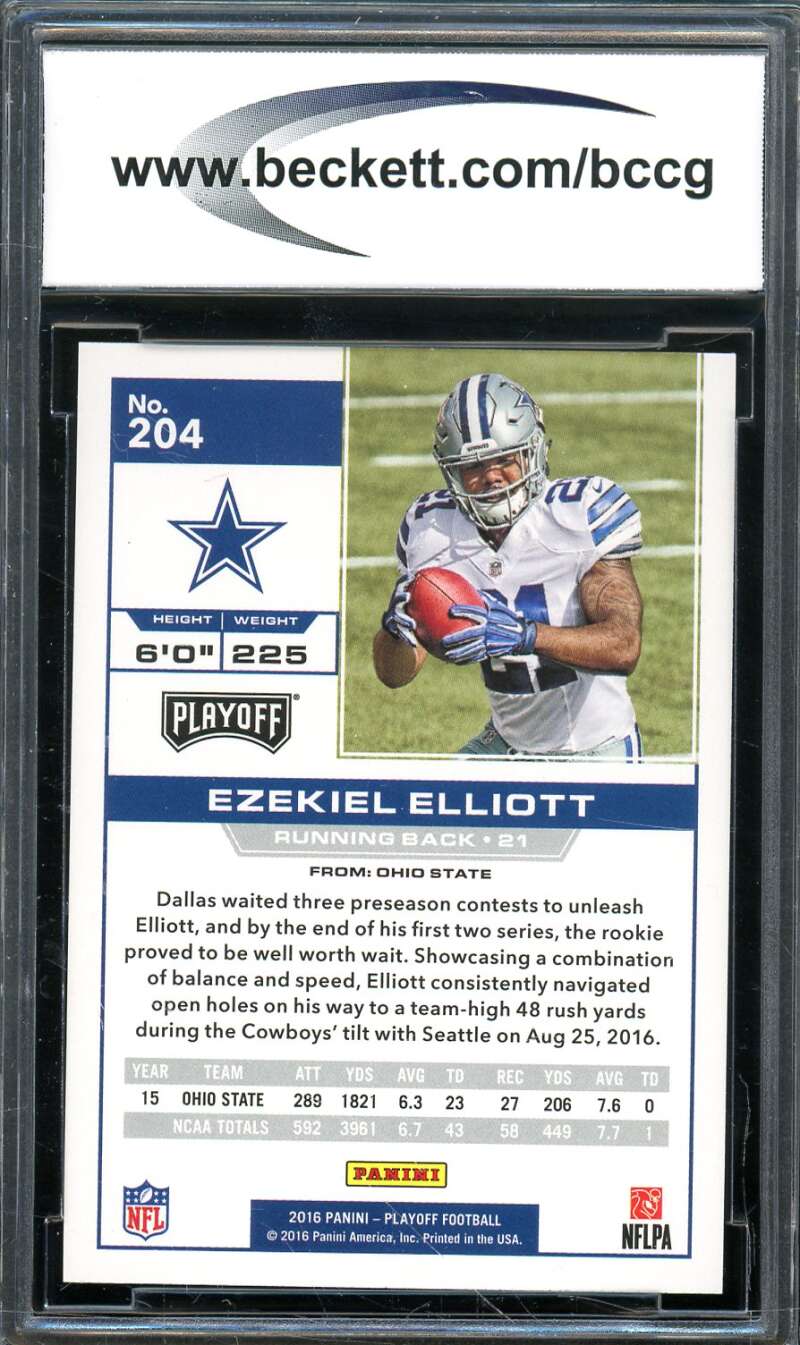 Ezekiel Elliott Rookie Card 2016 Playoff #204 BGS BCCG 10 Image 2